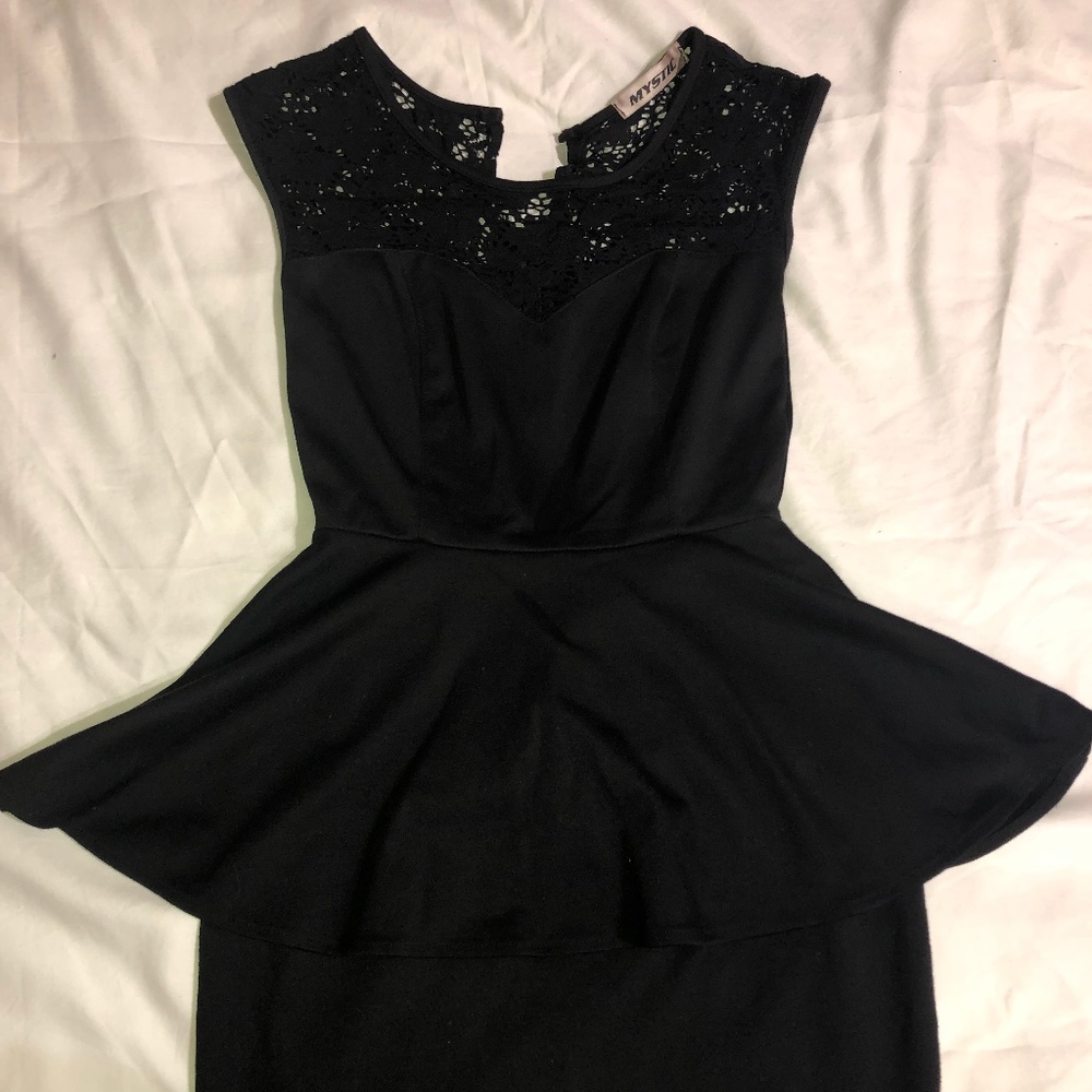 Mystic Black Peplum Dress